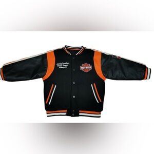 EUC Harley Davidson Children Bomber College Reversible Jacket Motor Cycle SZ 7
